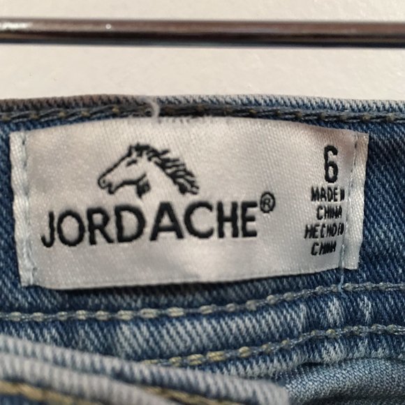 Jordache Raw Hem Denim shorts, Sequin "Hi" - size 6 - Picture 4 of 6